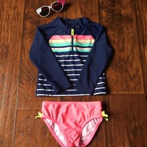 Carter's Toddler Girls Swimsuit Rashguard Set, 3T